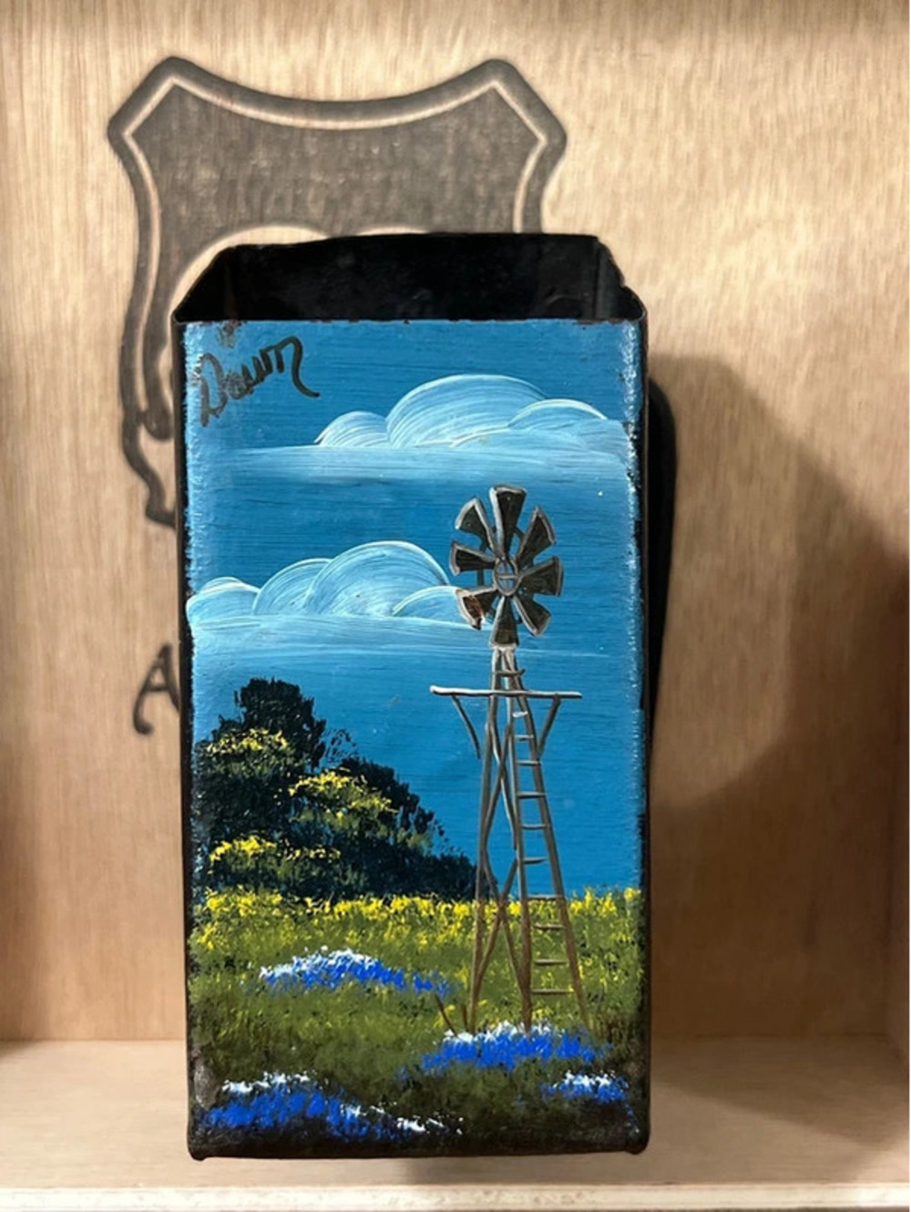 Metal box Hand Painted and signed